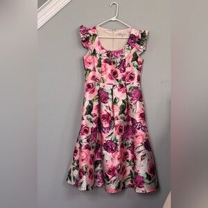 Floral Pink and Purple Women’s Midi Dress